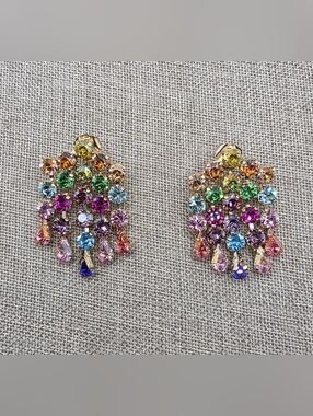 Tova Multicolor Crystal Cluster Drop Earrings